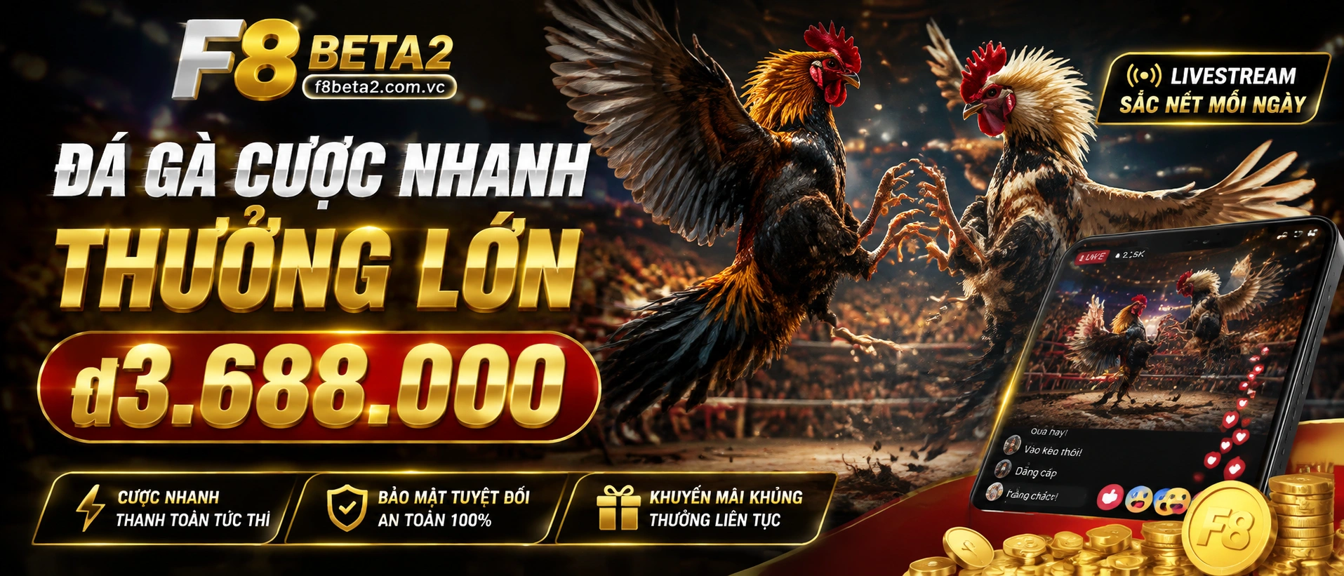 Giao diện Đá Gà trên điện thoại với luồng chọn danh mục nhanh