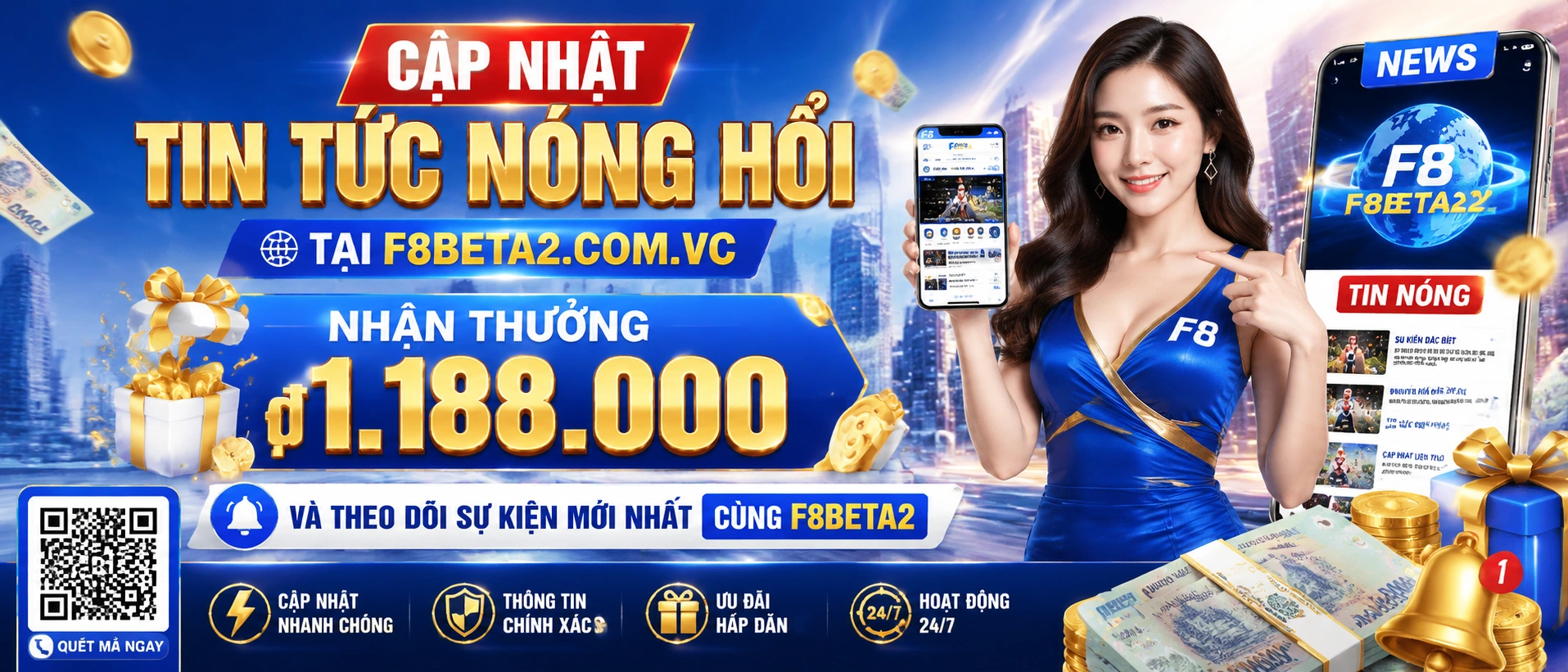 Quầy tin nổi bật F8Beta2 với cập nhật sảnh game, khuyến mãi và trận đấu nóng